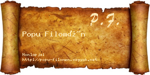 Popu Filomén névjegykártya